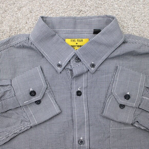 Five Four Poggy The Man Shirt Mens Medium Black/White 100% Cotton Long Sleeve - Picture 1 of 14